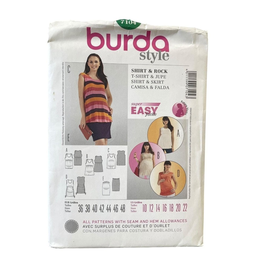 Burda‎ Style 7104 Shirt Skirt T-Shirt Tunic Dress US 10-22 EUR 36-48 Super Easy